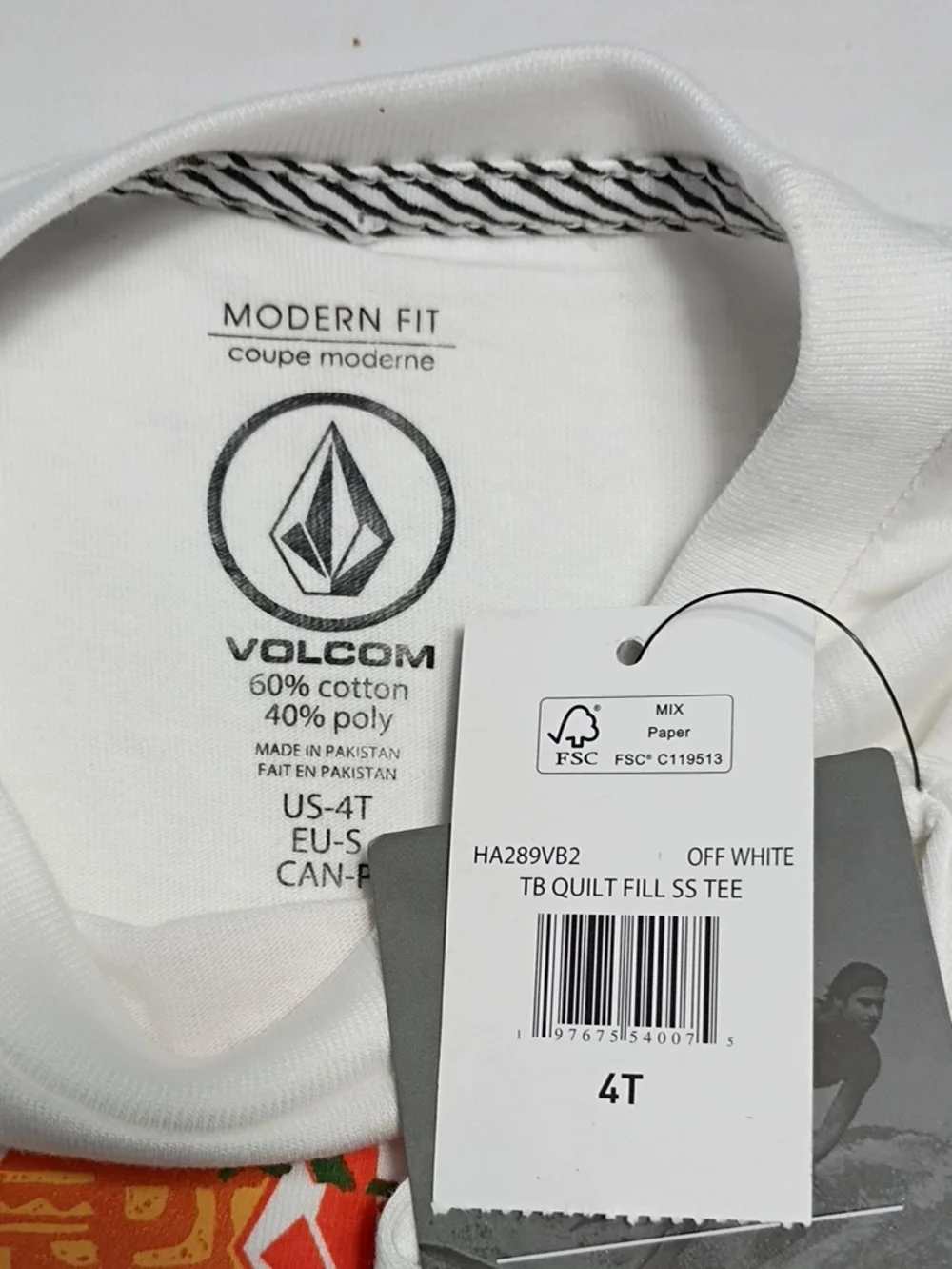 NWT Volcom Hawaii Graphic Tee Off White with Orange & Green Logo Boys Size 4T
